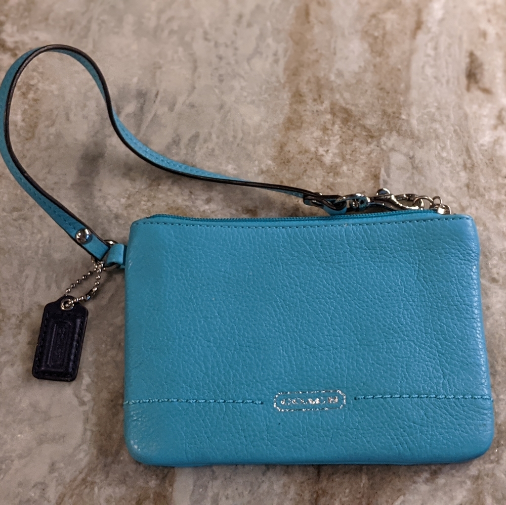 Coach wristlet blue 6"x4.5"